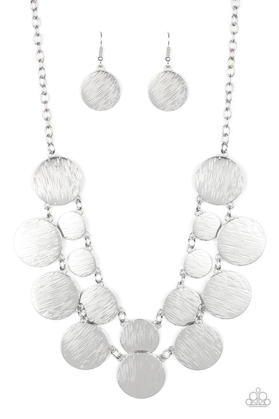 Stop and Reflect- Silver Disc Necklace - Paparazzi Accessories