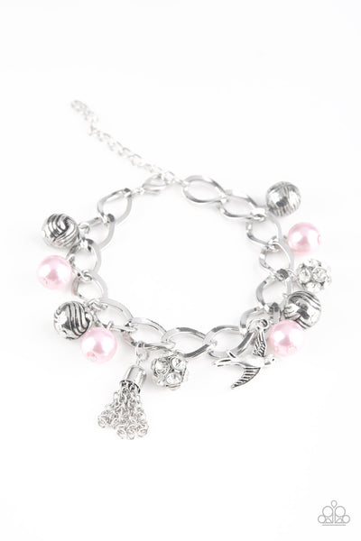 Lady Love Dove - Pink  Charm Bracelet- Paparrazi Accessories