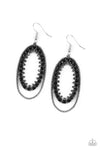 Marry Into Money - Black Hematite Rhinestone Earrings- Paparazzi Accessories