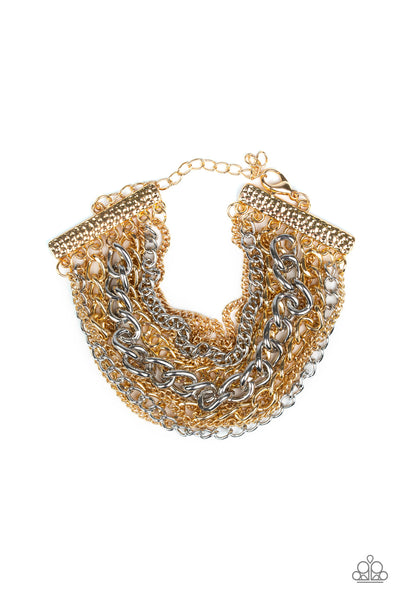 Metallic Horizon  Gold & Silver Multi Chain Bracelet- Paparazzi Accessories