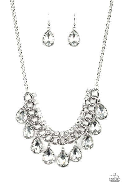 All Toget-HEIR Now- Silver Rhinestone Necklace - Paparazzi Accessories
