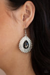 Exquisitely Explosive - Silver Teardrop Rhinestone Earrings  - Paparazzi Accessories