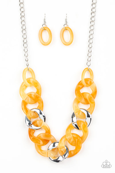 I Have A HAUTE Date - Yellow Acrylic Necklace - Paparazzi Accessories