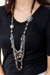 All The Trimmings - Brown & Silver Bead Necklace - Blockbuster- Paparazzi Accessories