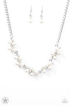 Love Story  - White Pearl And Rhinestone Necklace - Blockbuster- Paparazzi Accessories