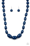 Poppin Popularity- Blue Wood Bead Necklace - Paparazzi Accessories