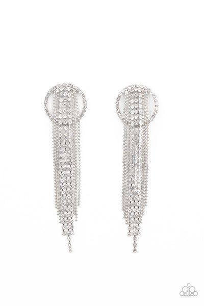 Dazzle by Default - White Rhinestone Earrings- Paparrazi Accessories