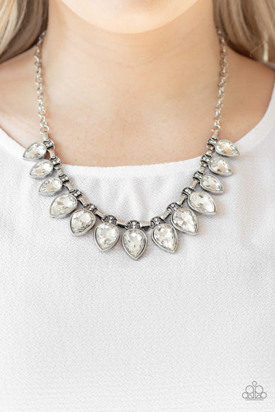 Fearless Is More - White Rhinestone Necklace - Paparazzi Accessories