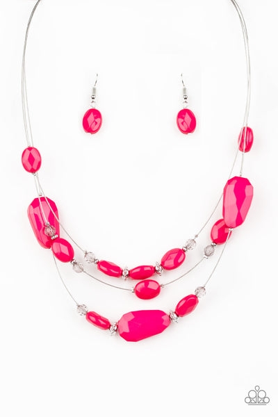 Radiant Reflections  - Pink Beaded Necklace - Paparazzi Accessories