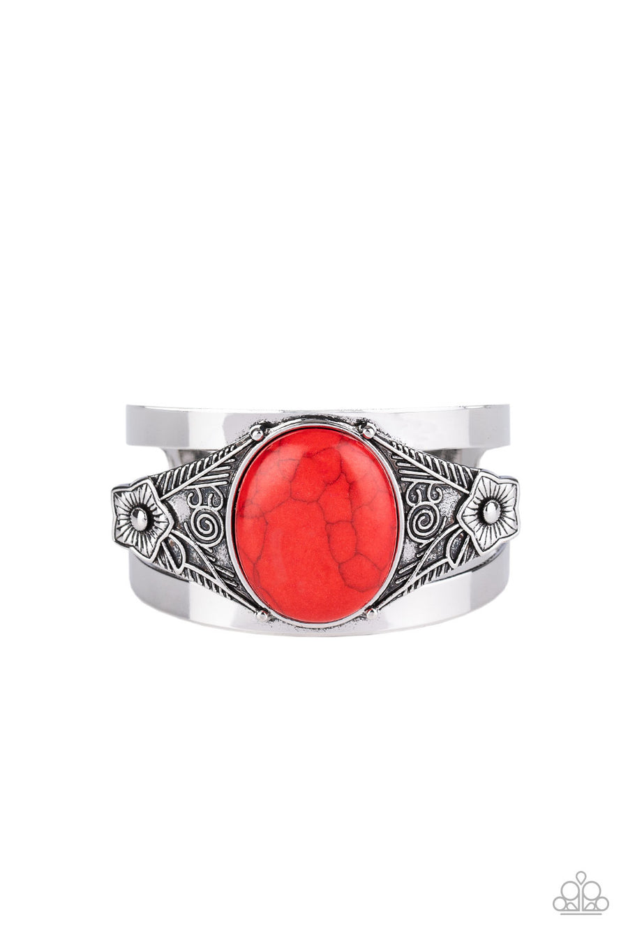 Desert Nature  - Red Stone Cuff Bracelet Paparazzi Accessories