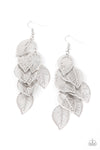 Limitlessly Leafy - Silver Leaf Earrings  - Paparazzi Accessories
