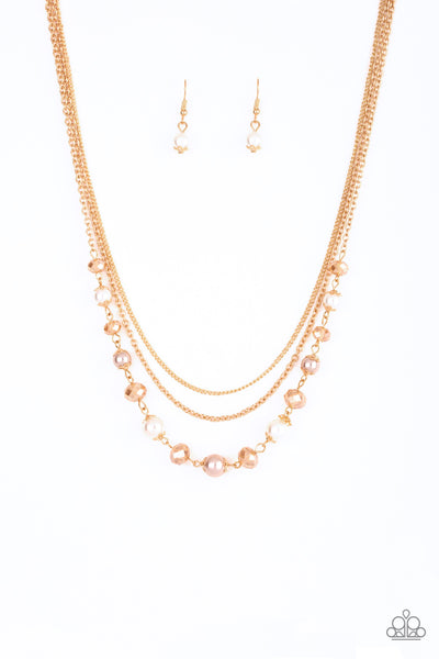 Tour de Demure - Gold Beaded Necklace - Paparazzi Accessories
