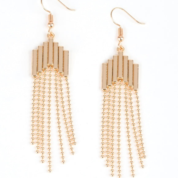 Radically Retro - Gold Chain Earrings - Paparazzi Accessories