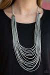 Peacefully Pacific - Silver Seed Bead Necklace - Paparazzi Accessories