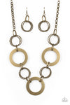 Ringed In Radiance  - Brass Ring Necklace - Paparazzi Accessories