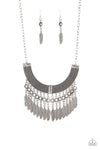 Fierce In Feathers  - Silver Feather Necklace - Paparazzi Accessories