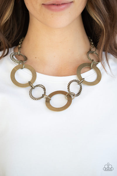 Ringed In Radiance  - Brass Ring Necklace - Paparazzi Accessories