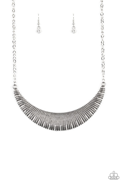Modern Day Moonshine - White Rhinestone Crescent Frame Necklace - Paparazzi Accessories
