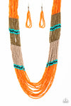 Rio Roamer - Orange Seed Bead Necklace - Paparazzi Accessories