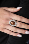 The ROYAL Treatment -  Brown Stone and Rhinestone Ring - Paparazzi Accessories