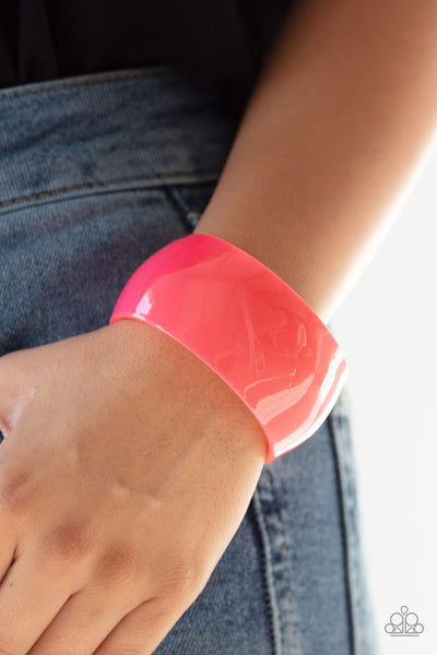 Fluent in Flamboyance - Pink Acrylic Bracelet - Life of The Party - Paparazzi Accessories