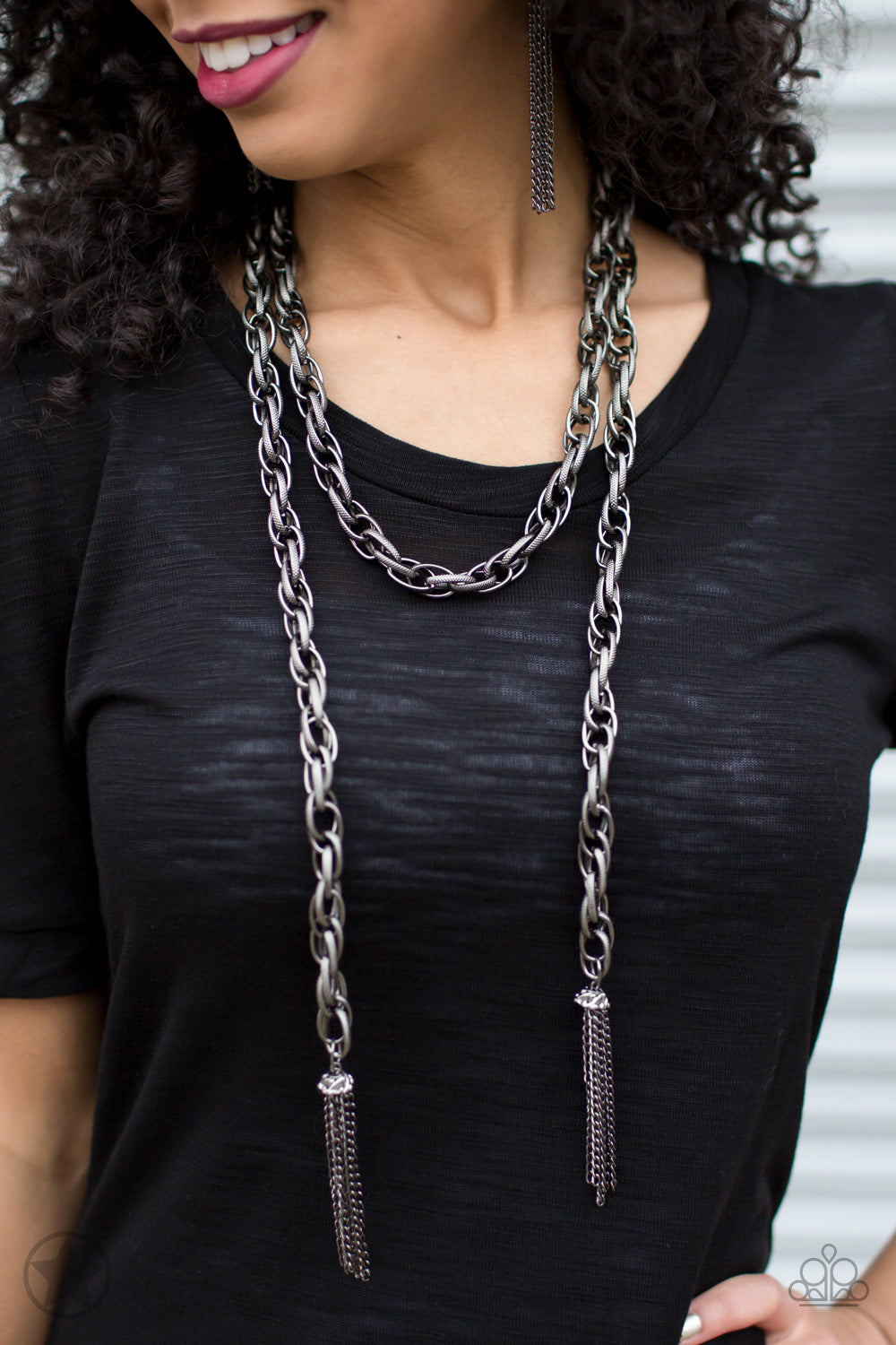 Nautically Naples - Black/Gunmetal Chain Pattern Necklace - Chic Jewel