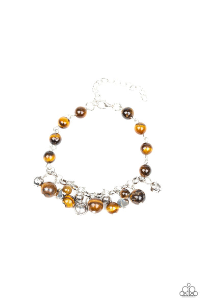 Glossy Glow - Brown Charm Bracelet - Paparazzi Accessories