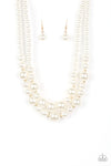 The More The Modest - Gold White Pearl Necklace- Paparrazi Accessories