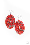 Tropical Retreat - Red Wood Earrings - Paparrazi Accessories