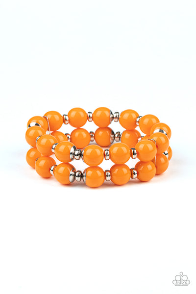 Bubble Blast Off - Orange Beaded Stretch Bracelet- Paparazzi Accessories