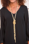 SCARFed For Attention - Gold Chain Tasseled Necklace - Blockbuster- Paparazzi Accessories