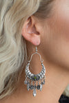 Nature Escape - Green Textured Earrings  - Paparazzi Accessories
