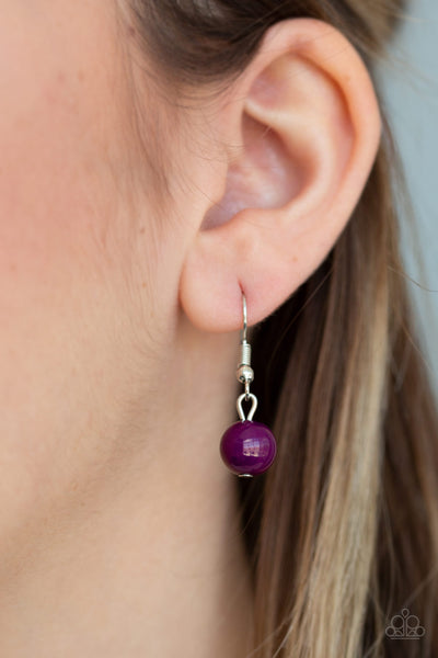 Count To ZEN - Purple Bead Crescent Frame Necklace- Paparazzi Accessories
