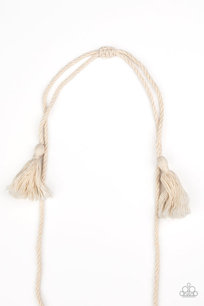 Macrame Mantra - White Necklace - Paparazzi Accessories