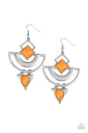 Geo Gypsy- Orange Teardrop Beaded Earrings  - Paparazzi Accessories