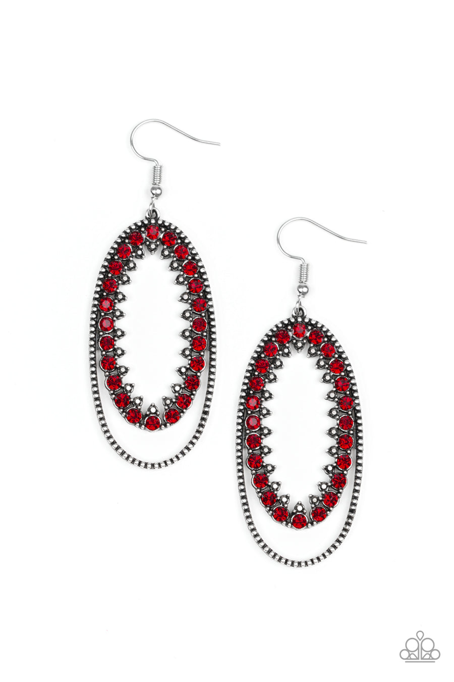 Mary Into Money - Red Rhinestone Earrings  - Paparazzi Accessories