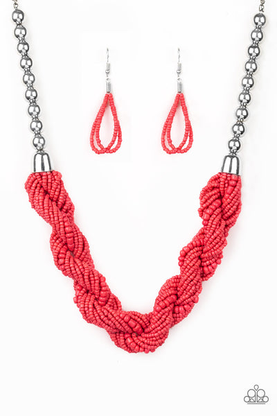 Savannah Surfin  - Coral Seed Bead Necklace - Paparazzi Accessories