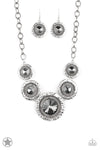 Global Glamour - Silver Smokey Gem Necklace - Blockbuster- Paparazzi Accessories
