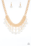 5th Avenue Fleek - Gold - White Pearl Necklace - Paparazzi Accessories