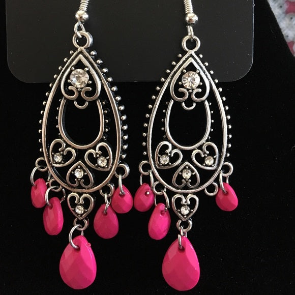 Fashion Flirt - Pink Chandelier Earrings - Paparazzi Accessories