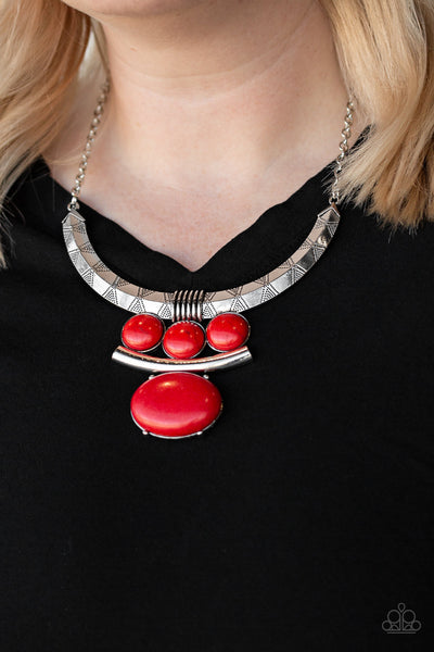 Commander And Chiefette- Red Stone Necklace- Paparazzi Accessories