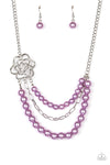 Fabulously Floral -  Purple Pearl Rhinestone Necklace - Paparazzi Accessories
