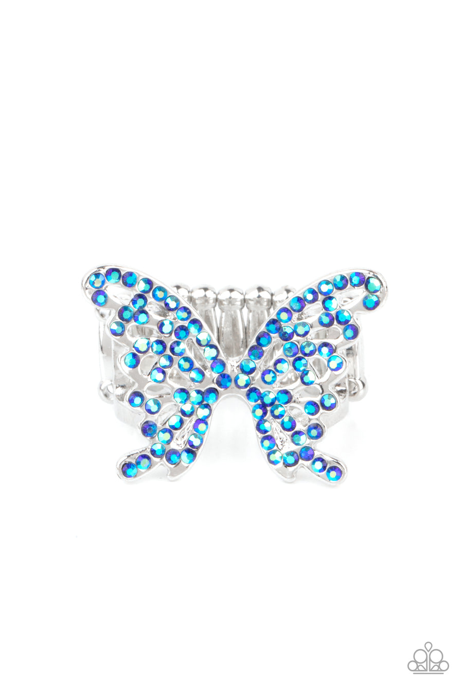 Butterfly Orchard - Blue Rhinestone Butterfly Ring - Paparrazi Accessories