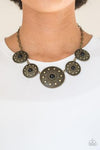 Hey, Sol Sister - Brass & Black Disc Necklace - Paparazzi Accessories
