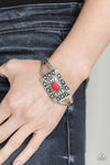 Big House On The Prairie - Red Bangle-Cuff Bracelet Paparazzi Accessories
