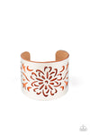 Get Your Bloom On - Orange Cuff Bracelet- Paparrazi Accessories