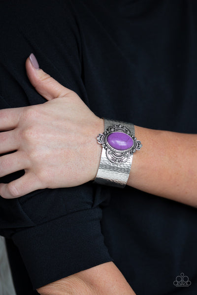 Yes I Canyon - Purple Stone Cuff Bracelet - Paparazzi Accessories