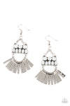 A FLARE For Fierceness - White Opalescent Earrings- Paparrazi Accessories