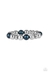 Upper Manhattan - Blue & Silver Bead Bracelet- Paparrazi Accessories