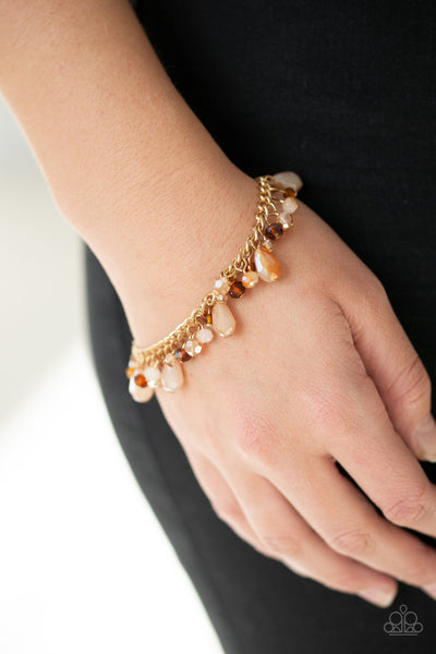 Catwalk Crawl - Gold Beaded Bracelet - Paparazzi Accessories